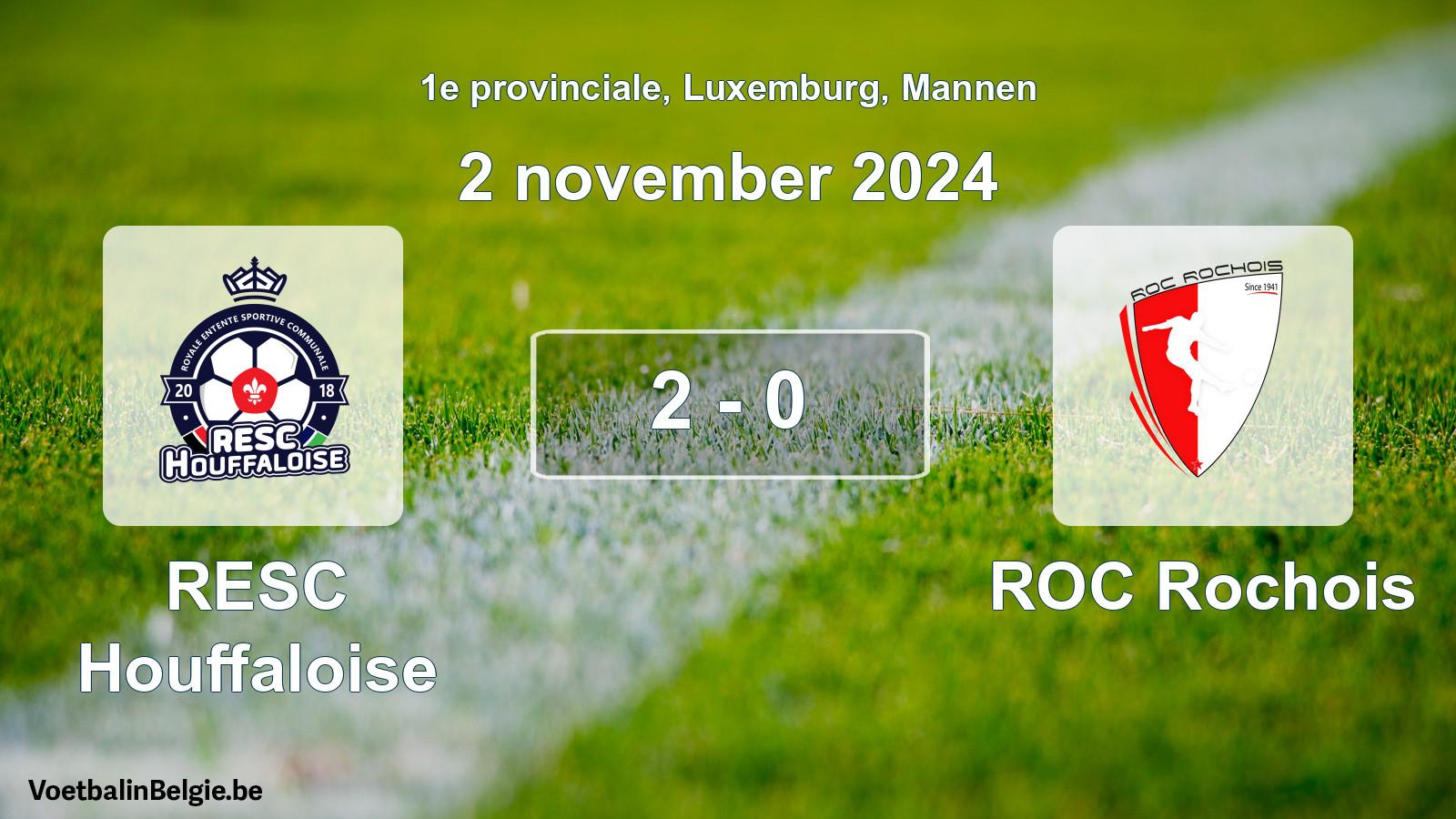 Gespeelde wedstrijd mannenvoetbal: RESC Houffaloise - ROC Rochois 2 - 0 (2 november 2024)