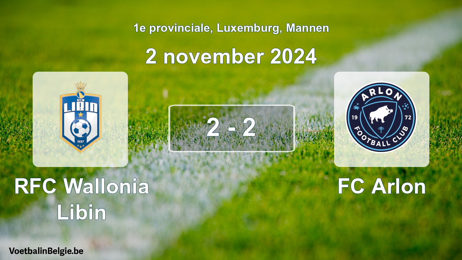 Gespeelde wedstrijd mannenvoetbal: RFC Wallonia Libin - FC Arlon 2 - 2 (2 november 2024)