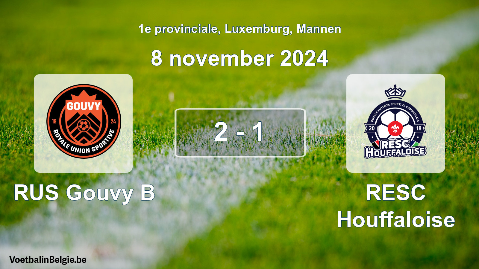 Gespeelde wedstrijd mannenvoetbal: RUS Gouvy B - RESC Houffaloise 2 - 1 (8 november 2024)