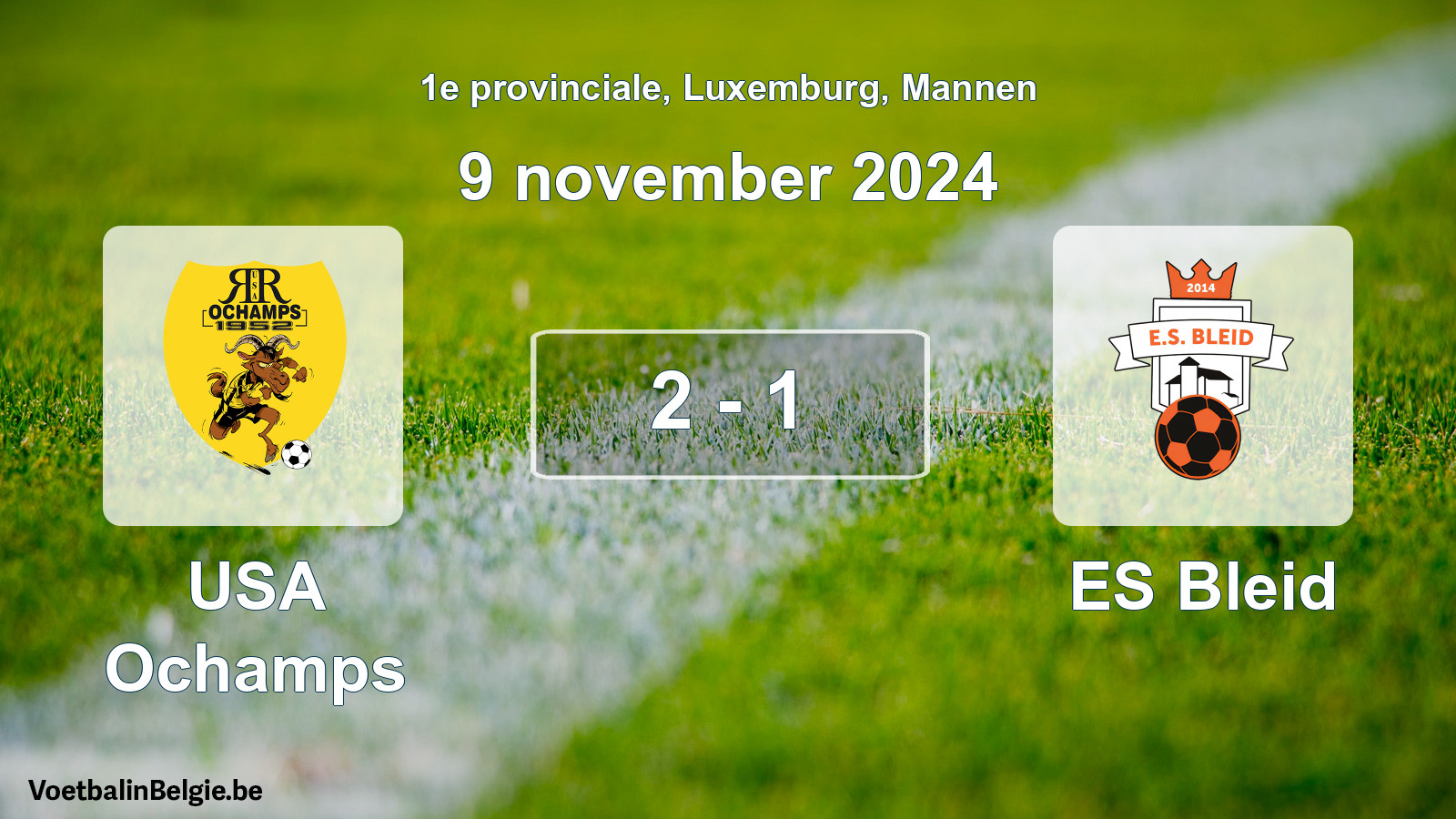 Gespeelde wedstrijd mannenvoetbal: USA Ochamps - ES Bleid 2 - 1 (9 november 2024)