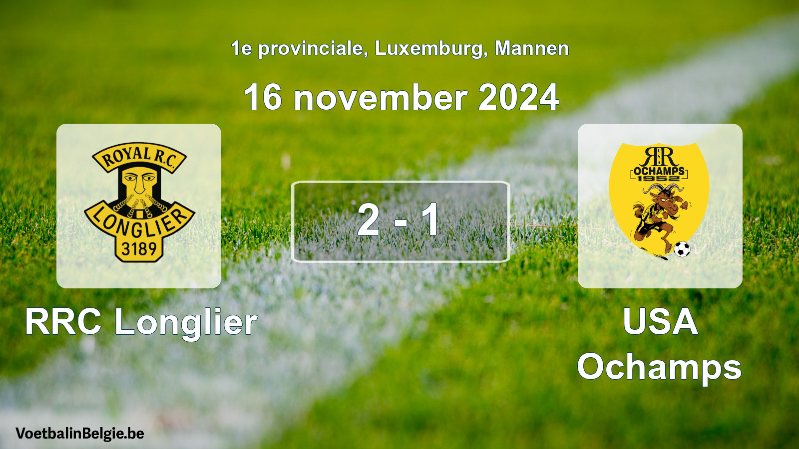 Gespeelde wedstrijd mannenvoetbal: RRC Longlier - USA Ochamps 2 - 1 (16 november 2024)