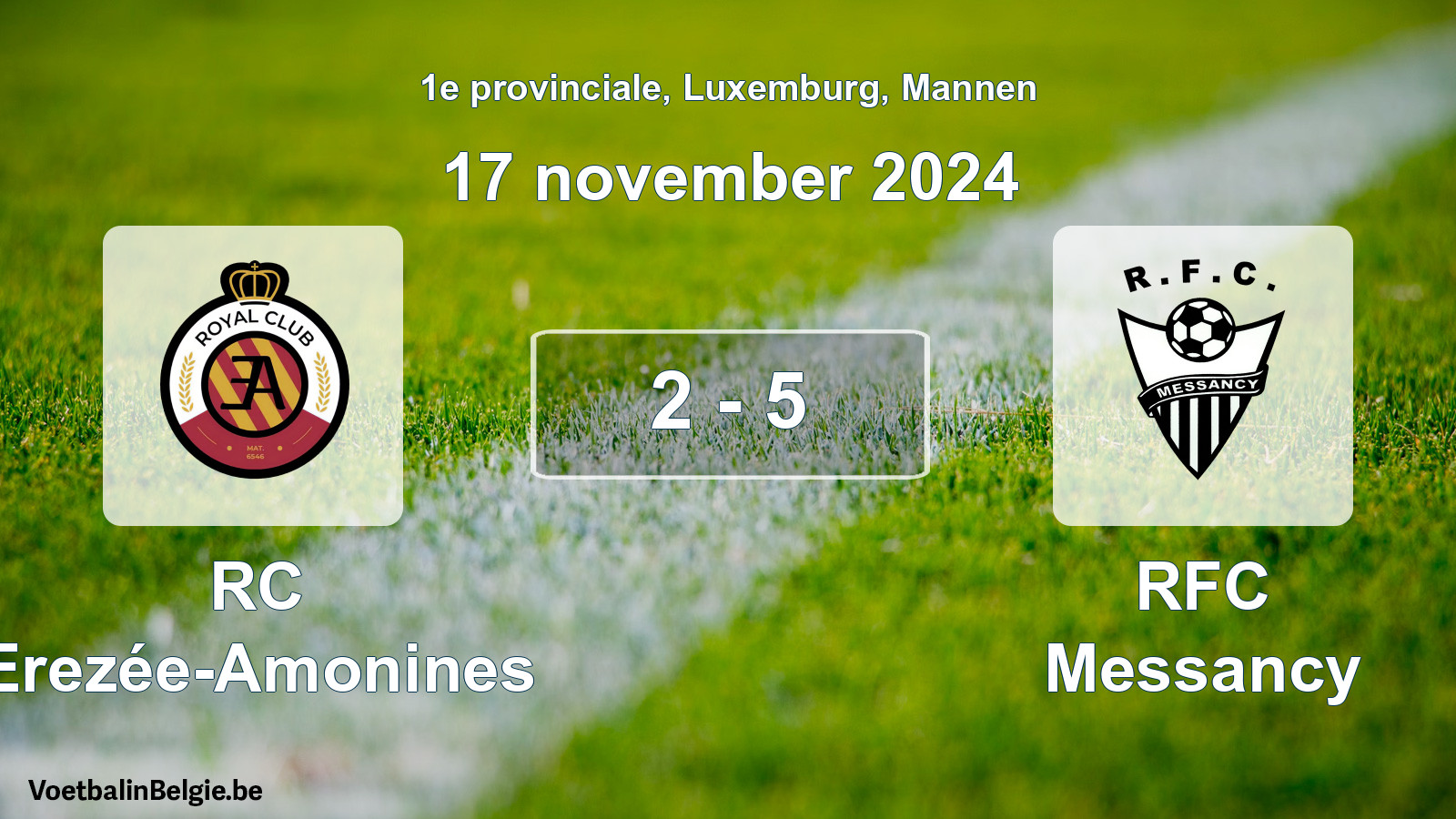 Gespeelde wedstrijd mannenvoetbal: RC Erezée-Amonines - RFC Messancy 2 - 5 (17 november 2024)