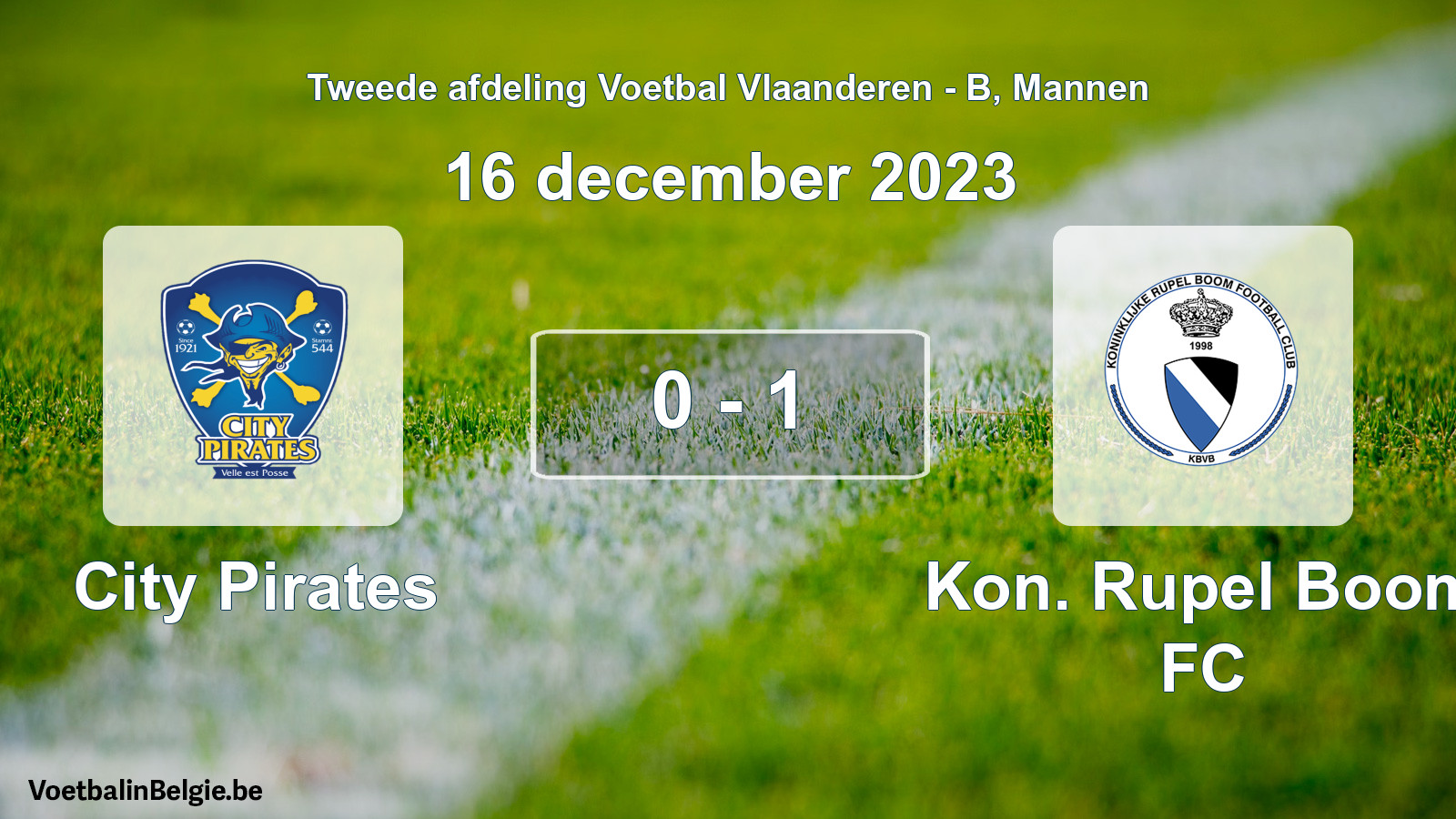 Gespeelde wedstrijd mannenvoetbal: City Pirates - Kon. Rupel Boom FC 0 - 1 (16 december 2023)