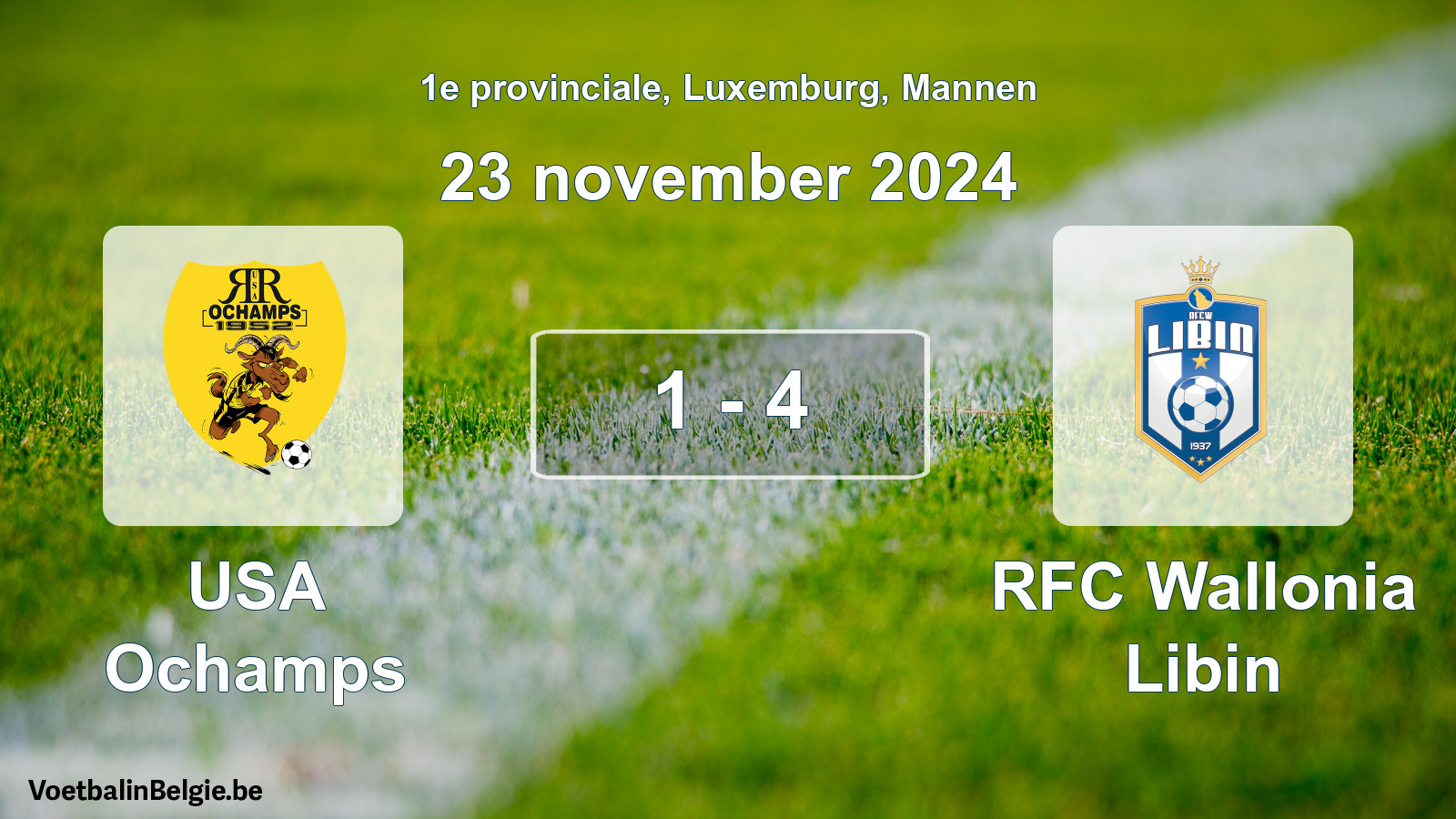 Gespeelde wedstrijd mannenvoetbal: USA Ochamps - RFC Wallonia Libin 1 - 4 (23 november 2024)
