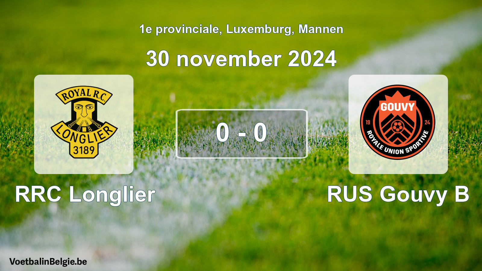 Gespeelde wedstrijd mannenvoetbal: RRC Longlier - RUS Gouvy B 0 - 0 (30 november 2024)