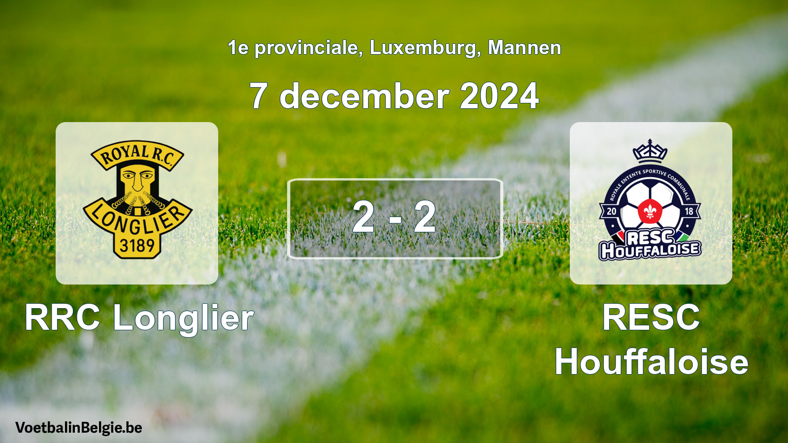 Gespeelde wedstrijd mannenvoetbal: RRC Longlier - RESC Houffaloise 2 - 2 (7 december 2024)