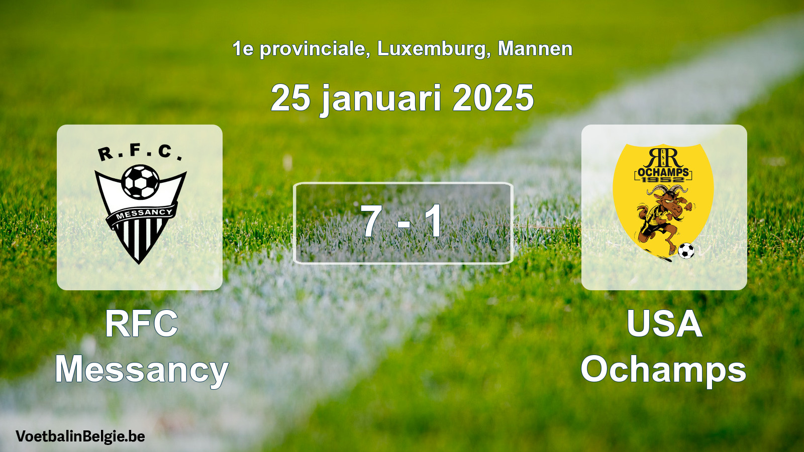 Gespieltes Spiel männer-Fußball: RFC Messancy - USA Ochamps 7 - 1 (25 Januar 2025)