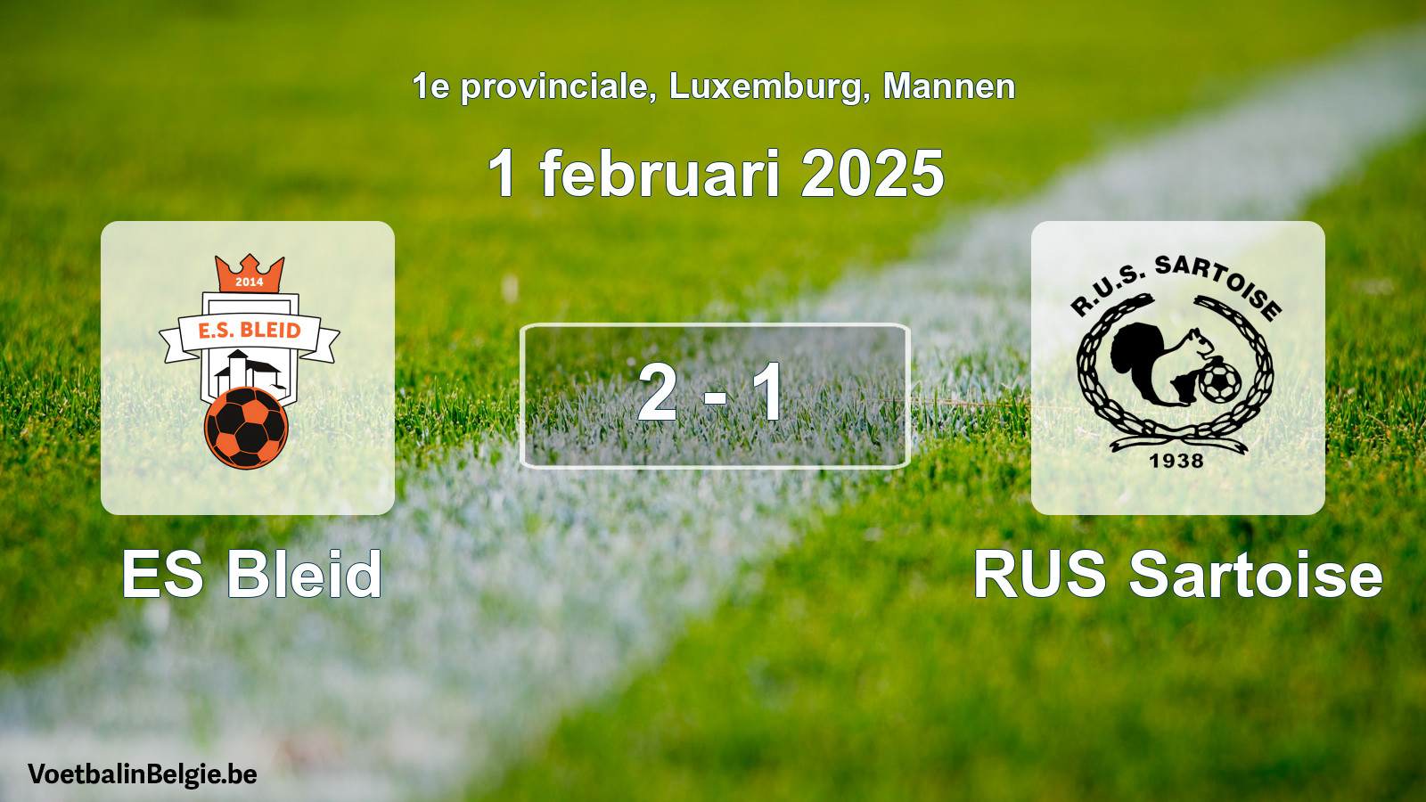 Gespeelde wedstrijd mannenvoetbal: ES Bleid - RUS Sartoise 2 - 1 (1 februari 2025)