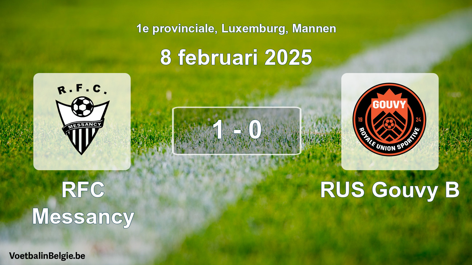 Gespeelde wedstrijd mannenvoetbal: RFC Messancy - RUS Gouvy B 1 - 0 (8 februari 2025)