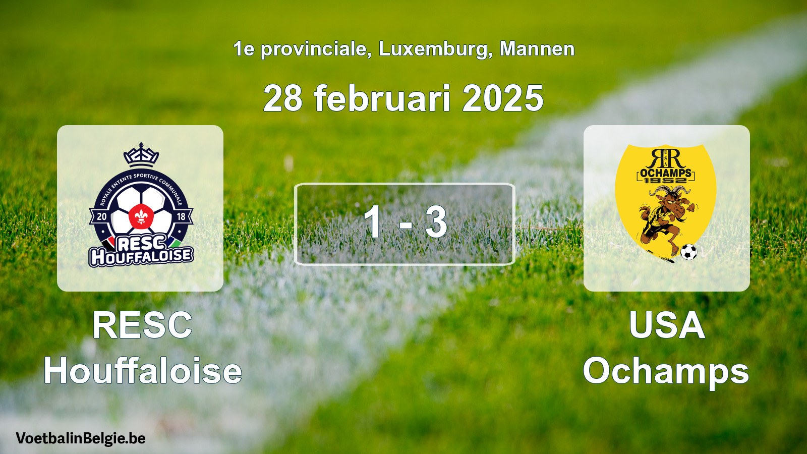 Gespeelde wedstrijd mannenvoetbal: RESC Houffaloise - USA Ochamps 1 - 3 (28 februari 2025)