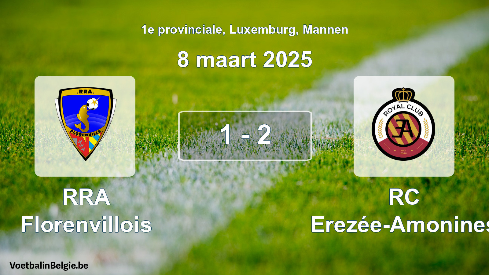 Gespeelde wedstrijd mannenvoetbal: RRA Florenvillois - RC Erezée-Amonines 1 - 2 (8 maart 2025)