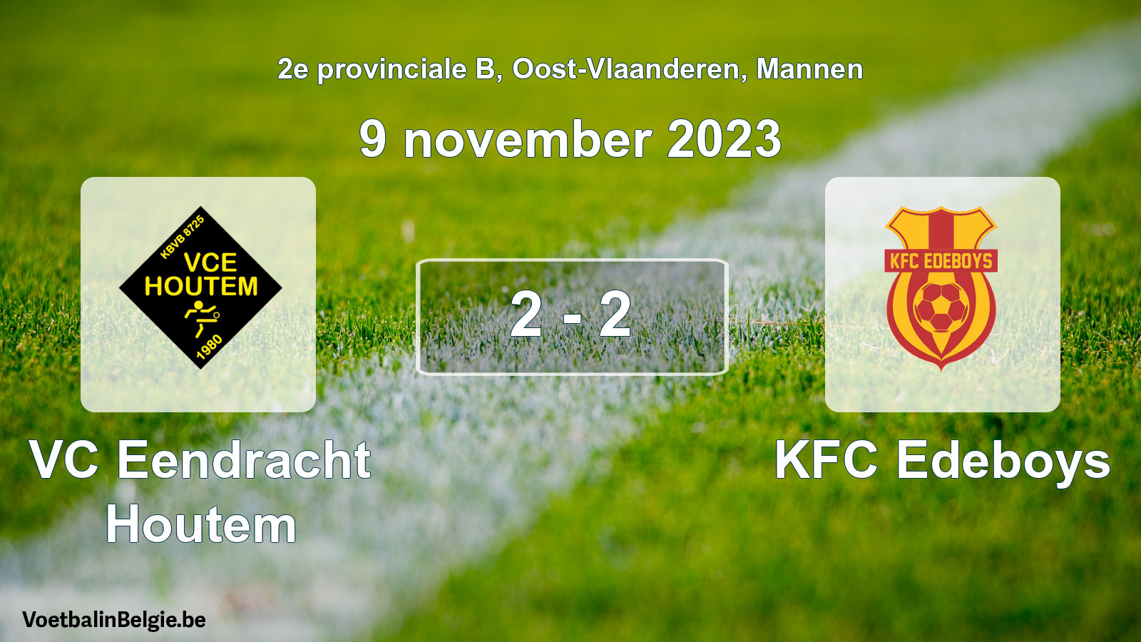 Gespeelde wedstrijd mannenvoetbal: VC Eendracht Houtem - KFC Edeboys 2 - 2 (9 november 2023)