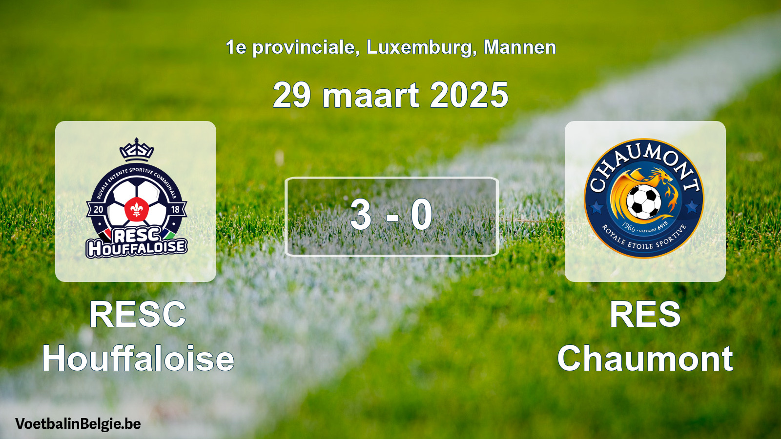 Gespeelde wedstrijd mannenvoetbal: RESC Houffaloise - RES Chaumont 3 - 0 (29 maart 2025)