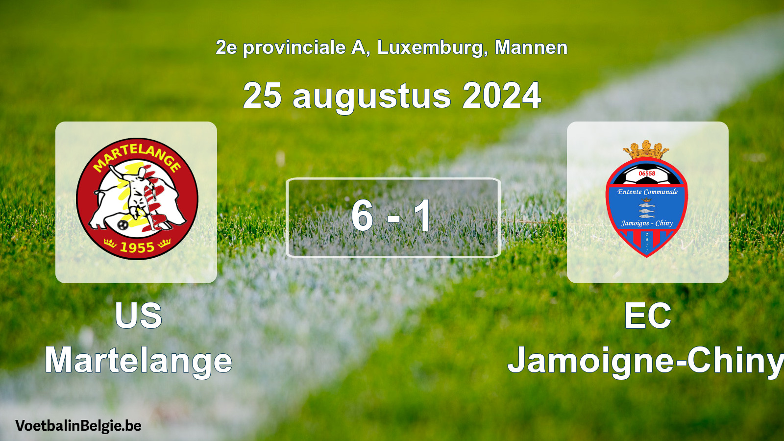 Gespeelde wedstrijd mannenvoetbal: US Martelange - EC Jamoigne-Chiny 6 - 1 (25 augustus 2024)