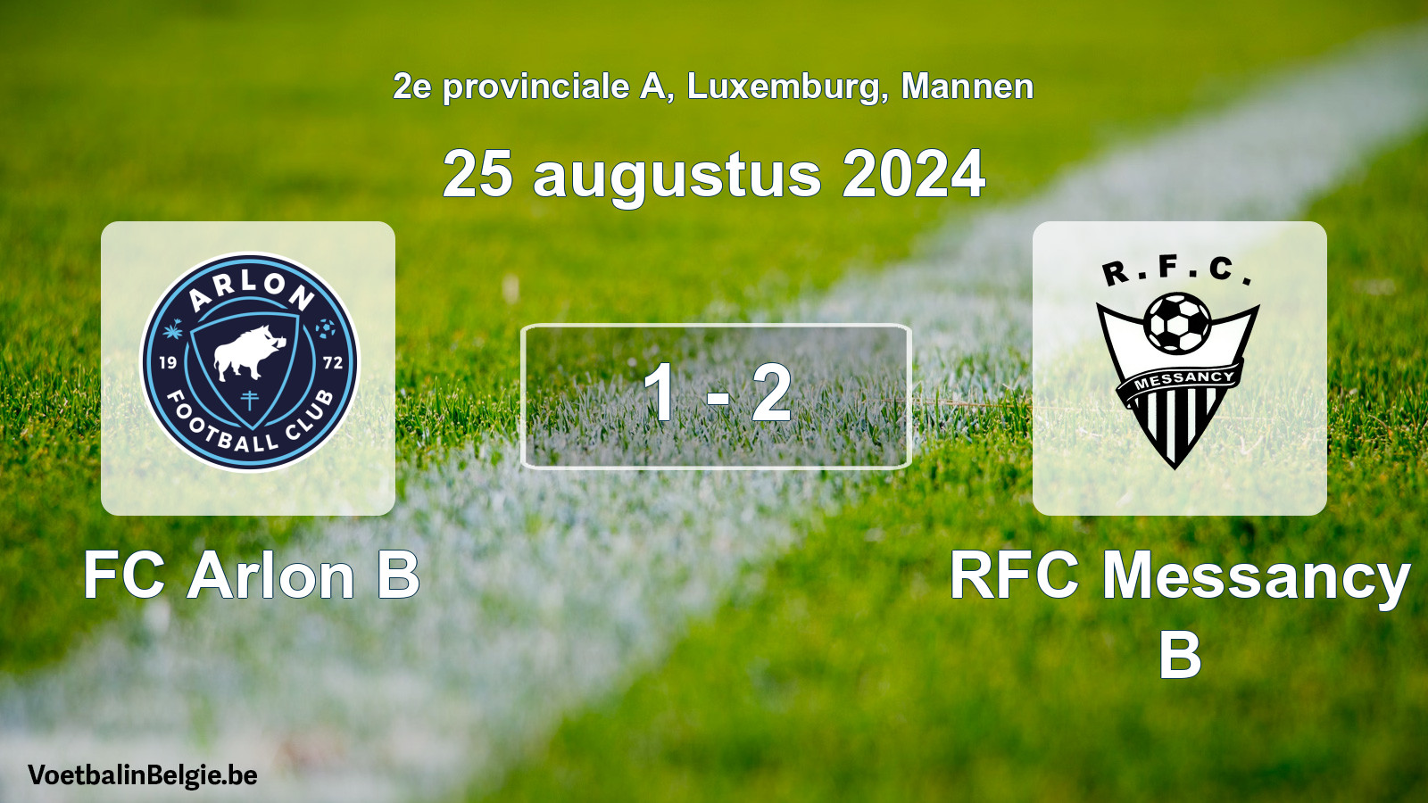 Gespeelde wedstrijd mannenvoetbal: FC Arlon B - RFC Messancy B 1 - 2 (25 augustus 2024)