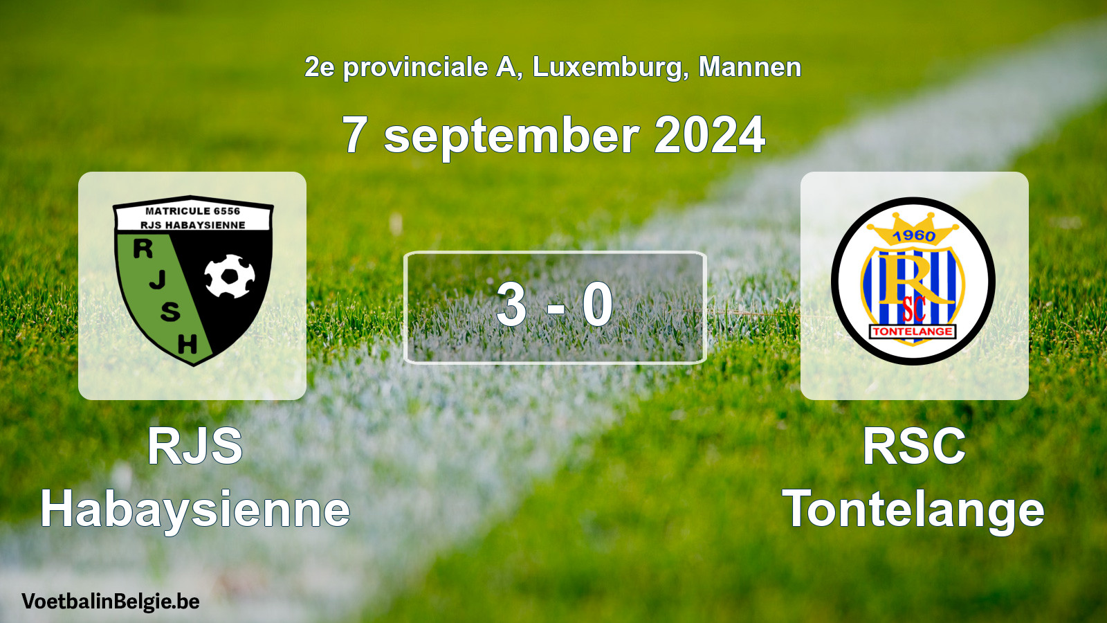 Gespeelde wedstrijd mannenvoetbal: RJS Habaysienne - RSC Tontelange 3 - 0 (7 september 2024)