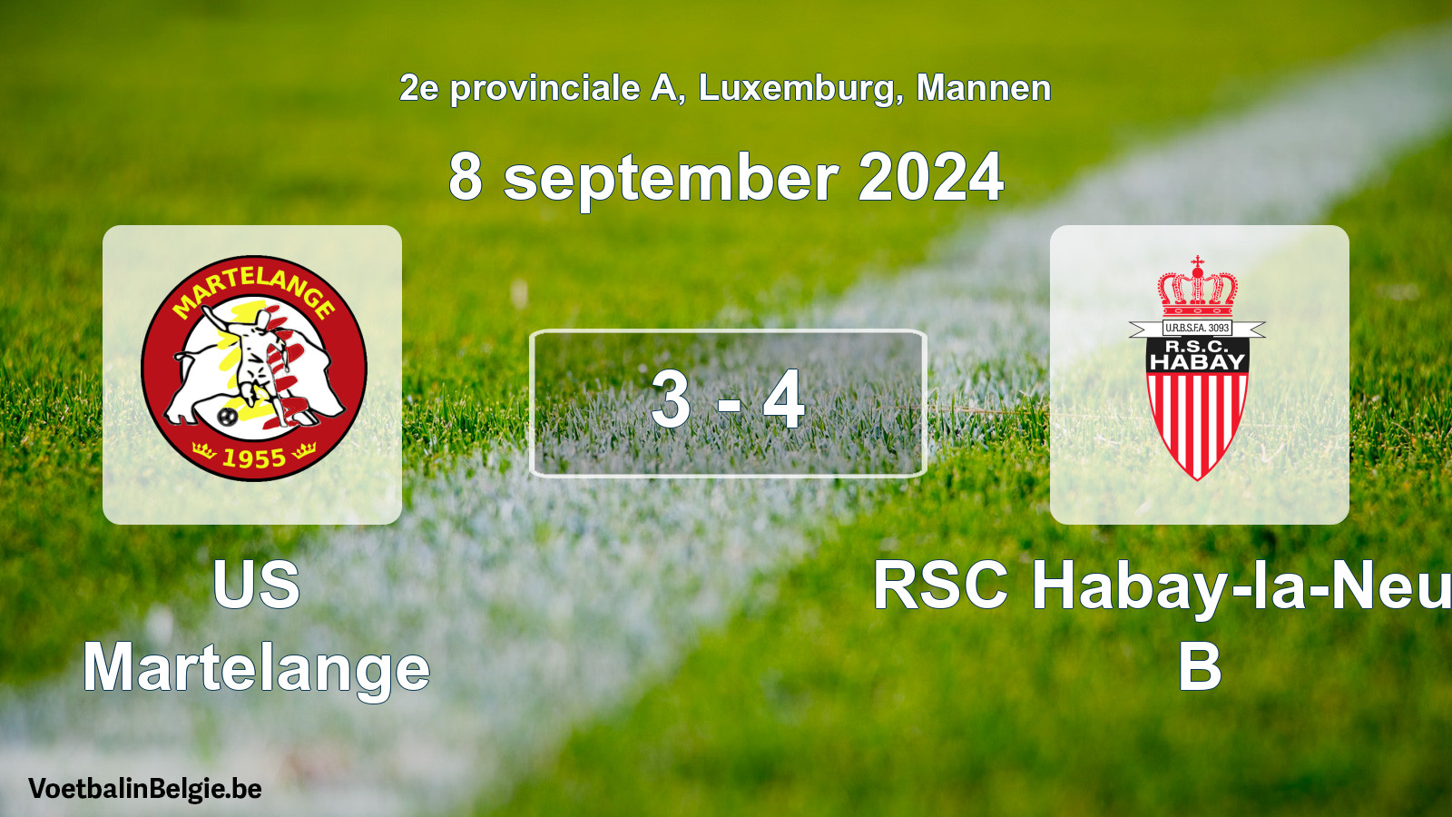 Gespeelde wedstrijd mannenvoetbal: US Martelange - RSC Habay-la-Neuve B 3 - 4 (8 september 2024)