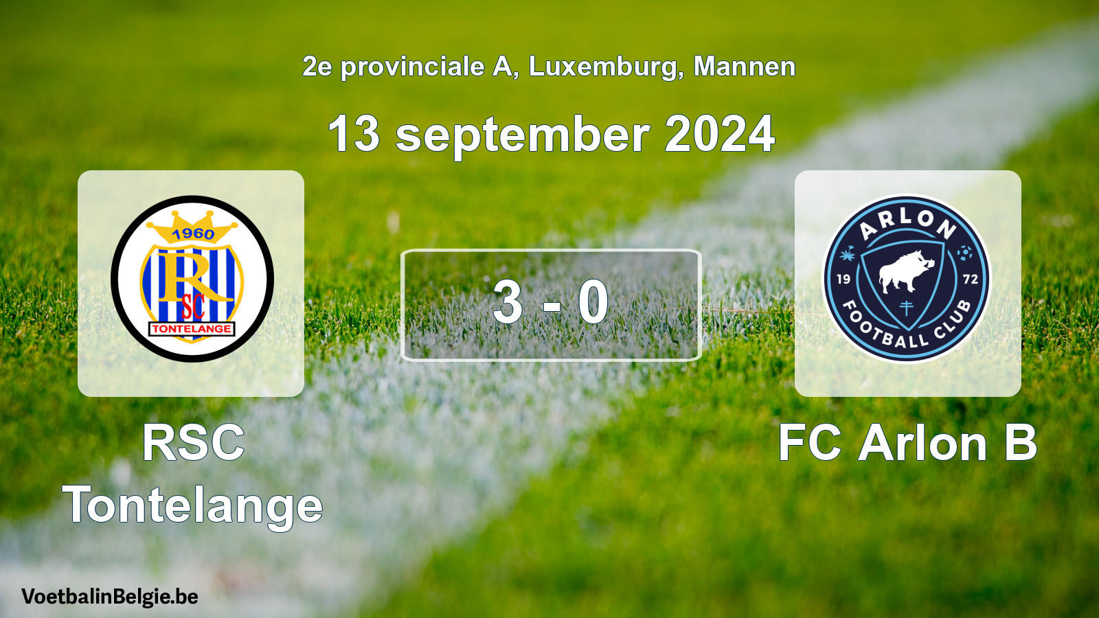 Gespeelde wedstrijd mannenvoetbal: RSC Tontelange - FC Arlon B 3 - 0 (13 september 2024)