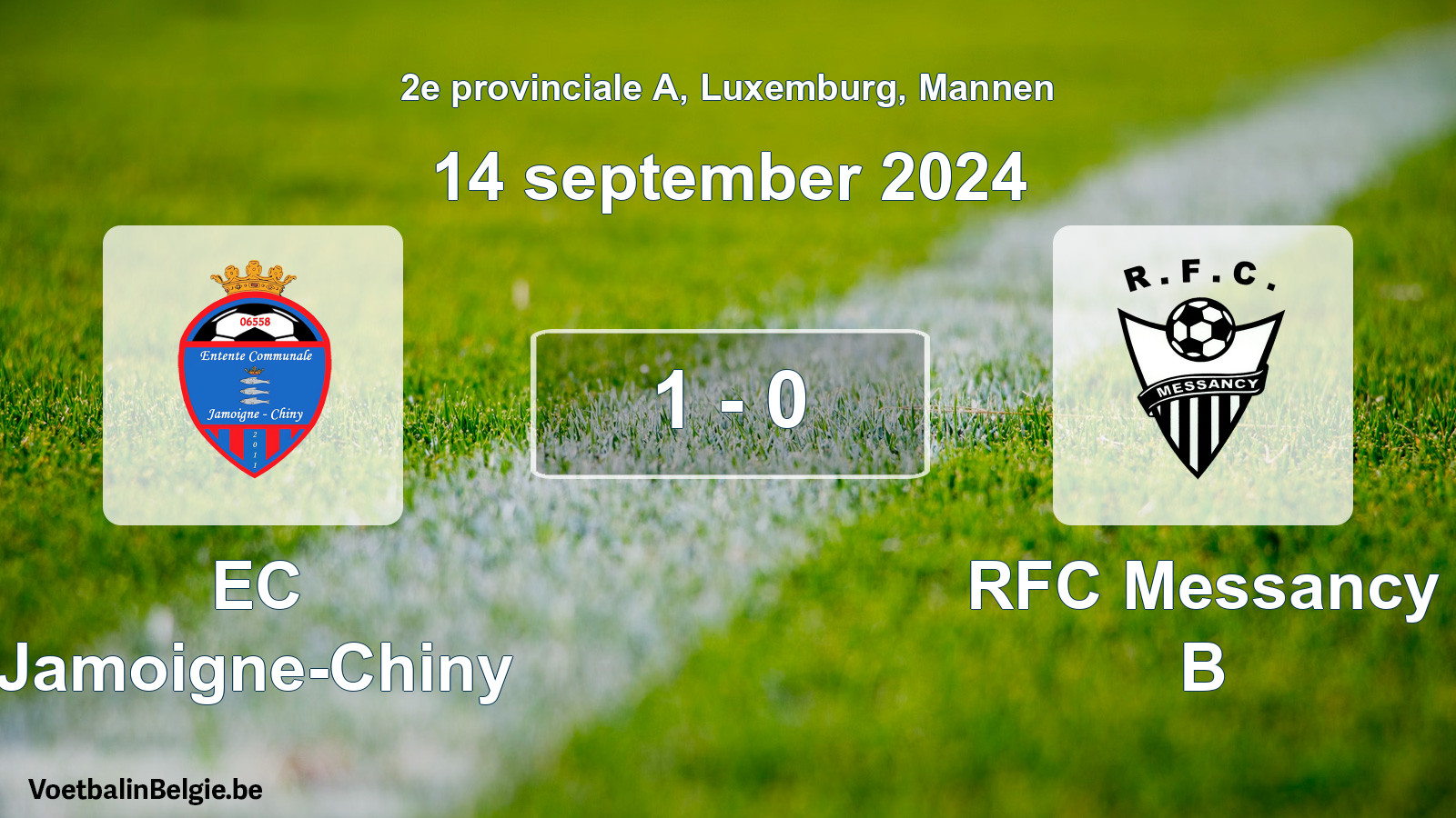 Gespeelde wedstrijd mannenvoetbal: EC Jamoigne-Chiny - RFC Messancy B 1 - 0 (14 september 2024)