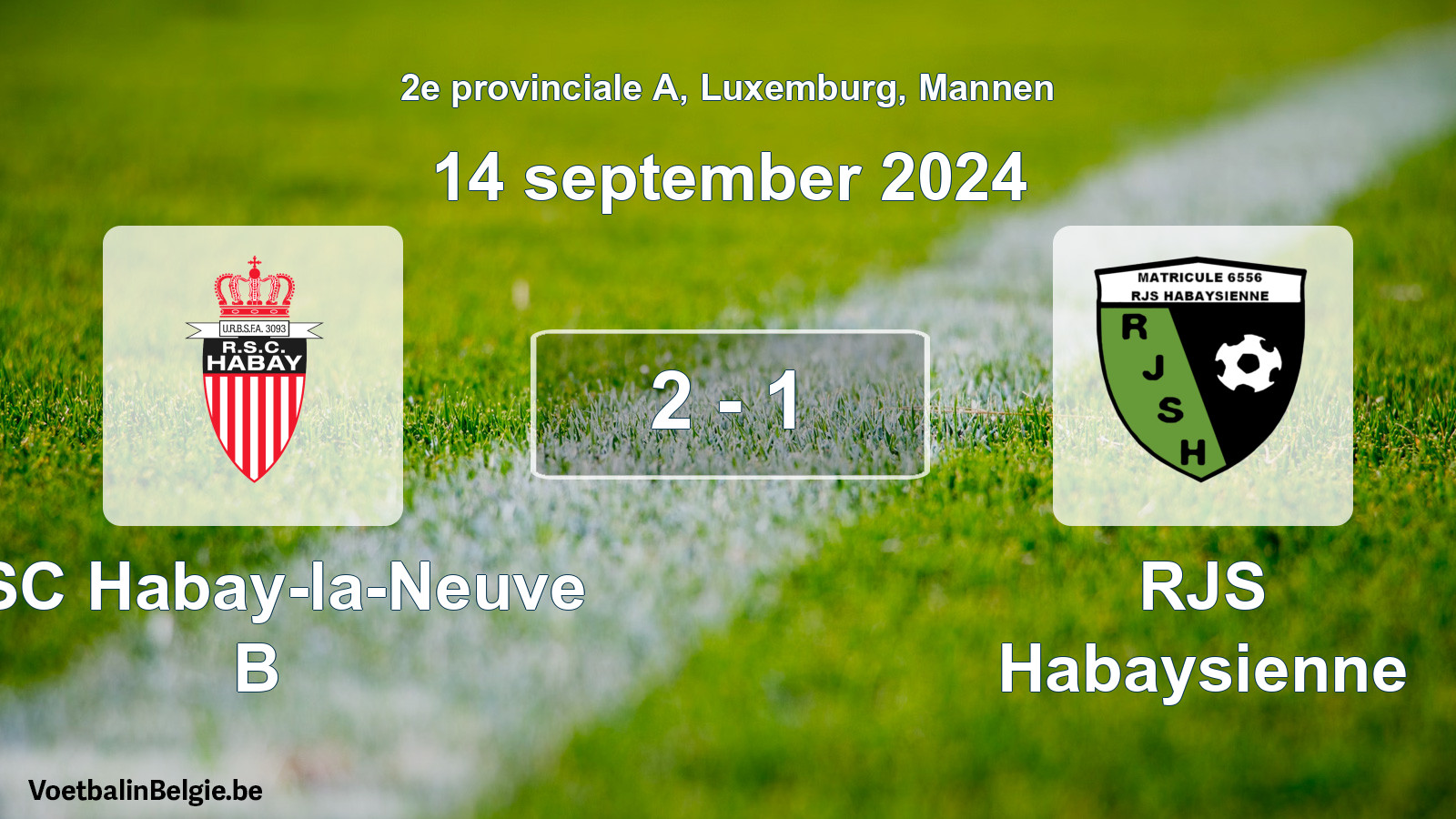 Gespeelde wedstrijd mannenvoetbal: RSC Habay-la-Neuve B - RJS Habaysienne 2 - 1 (14 september 2024)