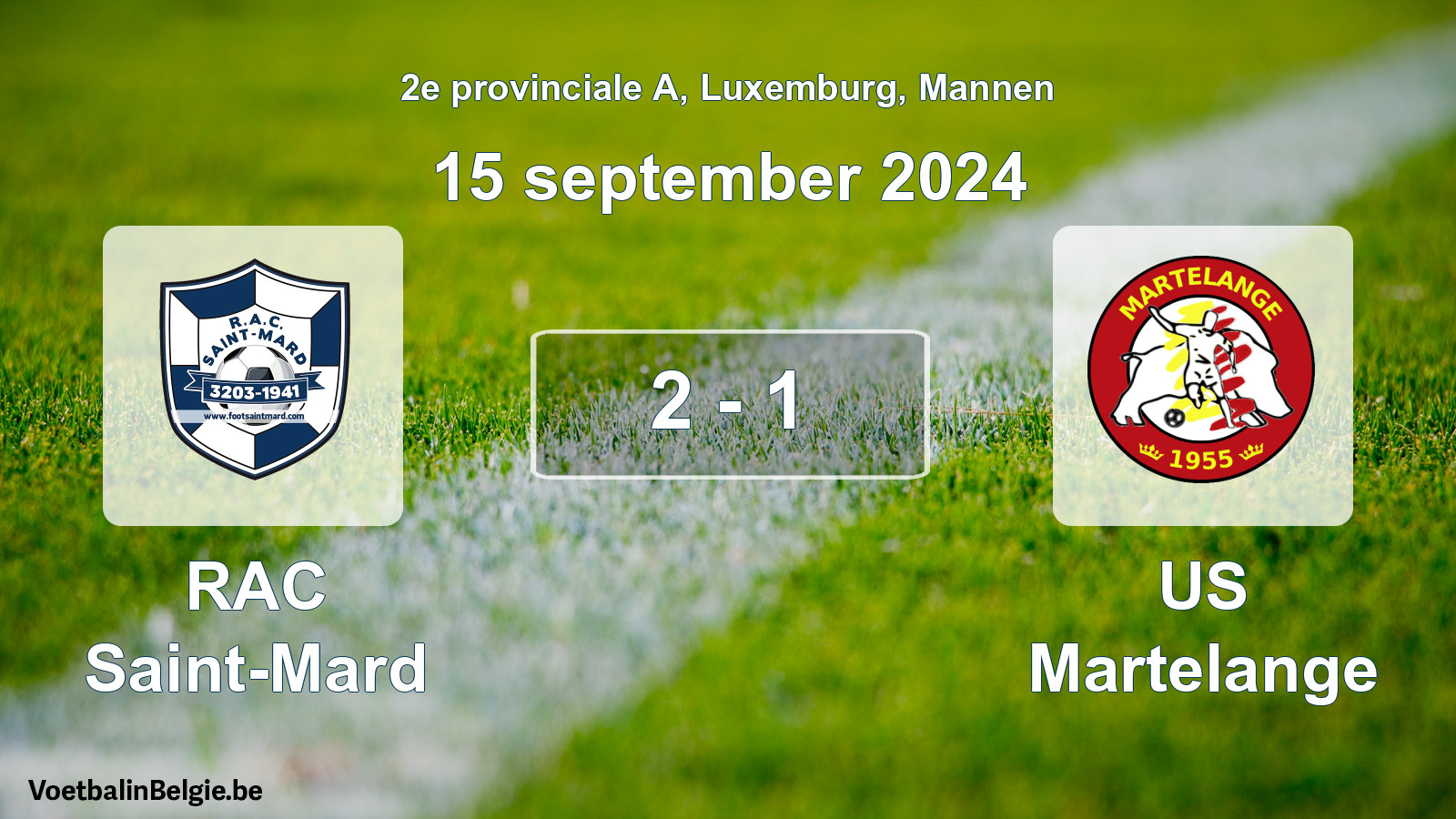 Gespeelde wedstrijd mannenvoetbal: RAC Saint-Mard - US Martelange 2 - 1 (15 september 2024)