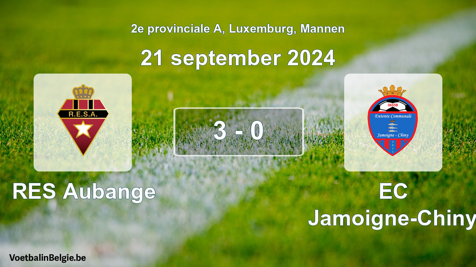 Gespeelde wedstrijd mannenvoetbal: RES Aubange - EC Jamoigne-Chiny 3 - 0 (21 september 2024)