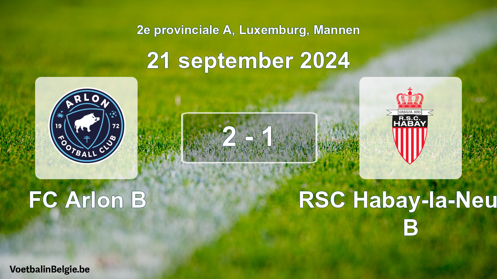 Gespeelde wedstrijd mannenvoetbal: FC Arlon B - RSC Habay-la-Neuve B 2 - 1 (21 september 2024)