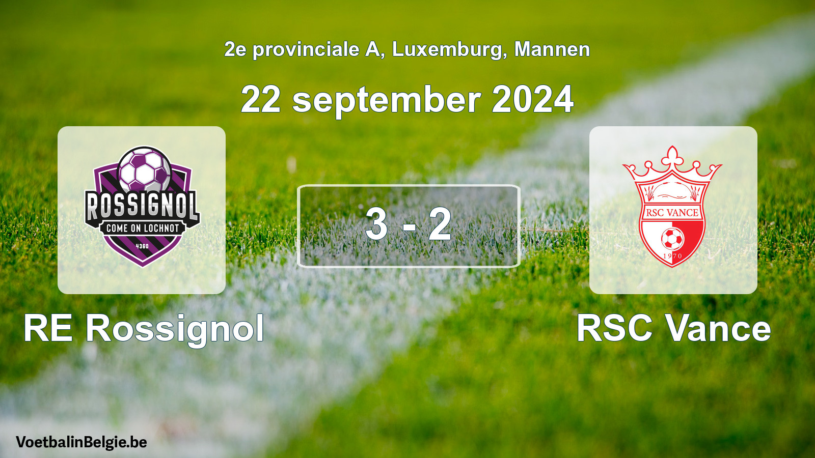 Gespeelde wedstrijd mannenvoetbal: RE Rossignol - RSC Vance 3 - 2 (22 september 2024)