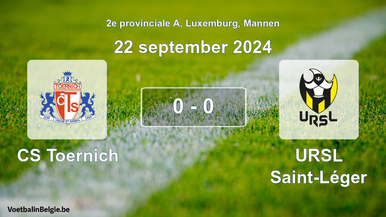 Gespeelde wedstrijd mannenvoetbal: CS Toernich - URSL Saint-Léger 0 - 0 (22 september 2024)