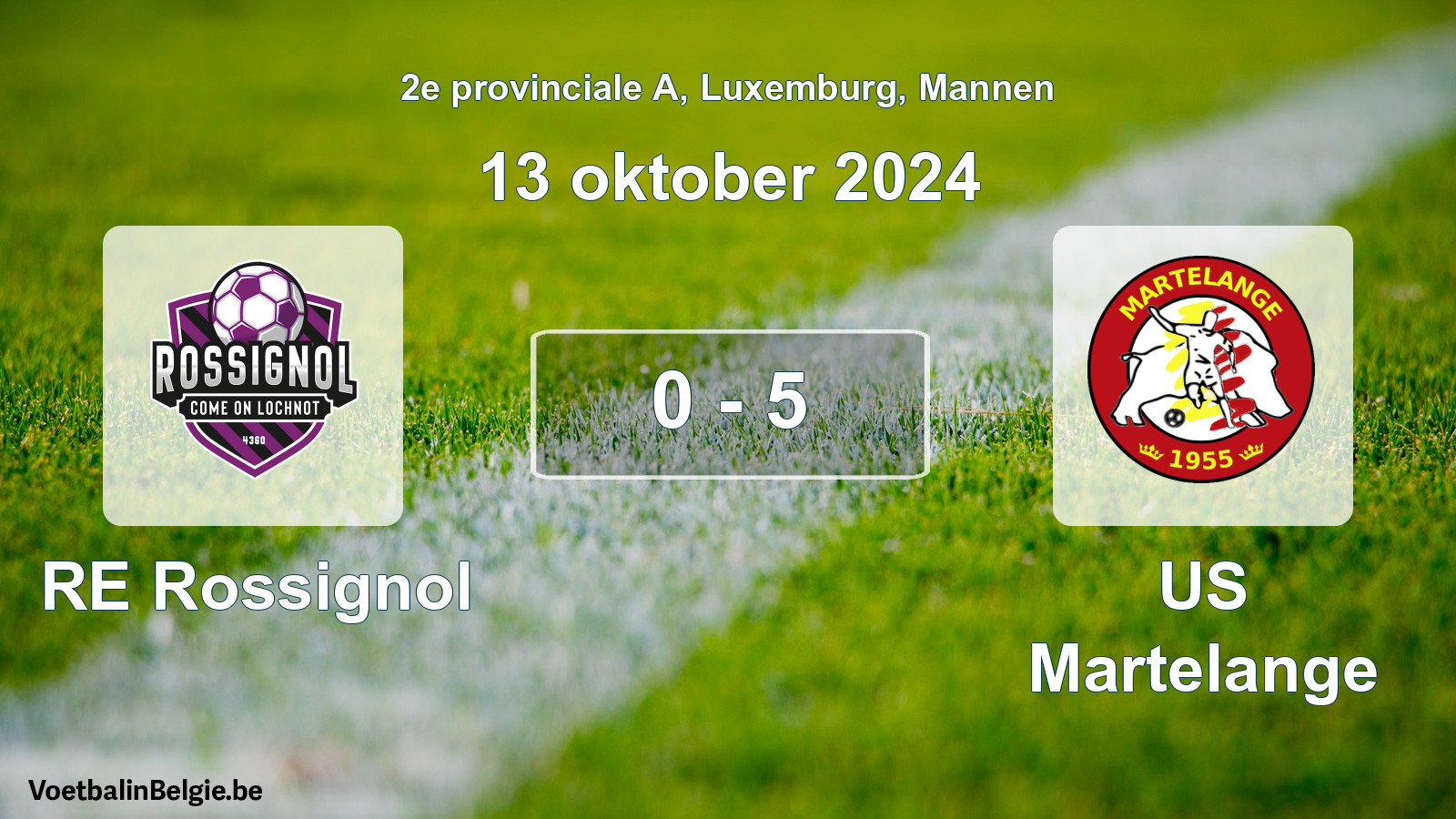 Gespeelde wedstrijd mannenvoetbal: RE Rossignol - US Martelange 0 - 5 (13 oktober 2024)