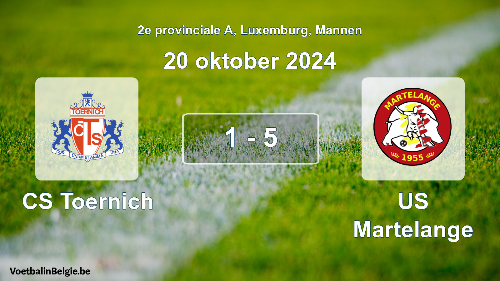 Gespeelde wedstrijd mannenvoetbal: CS Toernich - US Martelange 1 - 5 (20 oktober 2024)