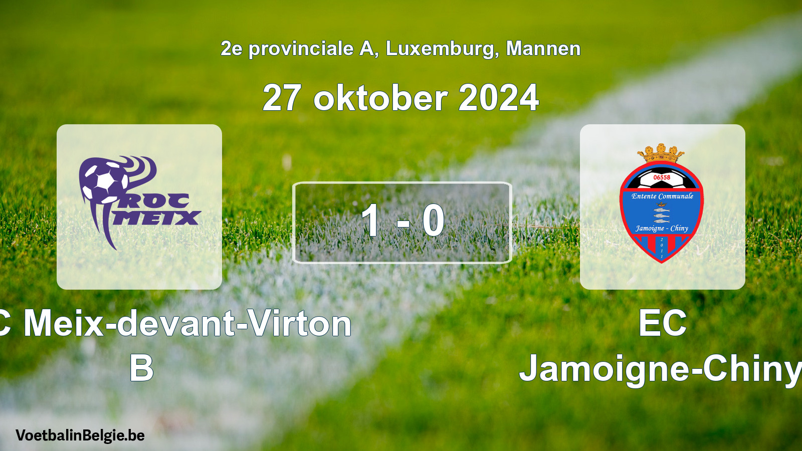 Gespeelde wedstrijd mannenvoetbal: ROC Meix-devant-Virton B - EC Jamoigne-Chiny 1 - 0 (27 oktober 2024)