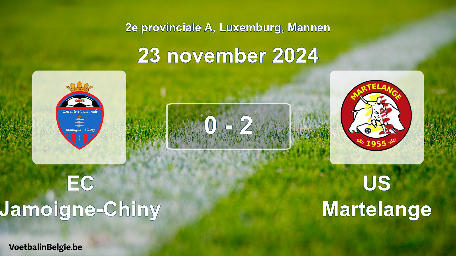 Gespeelde wedstrijd mannenvoetbal: EC Jamoigne-Chiny - US Martelange 0 - 2 (23 november 2024)