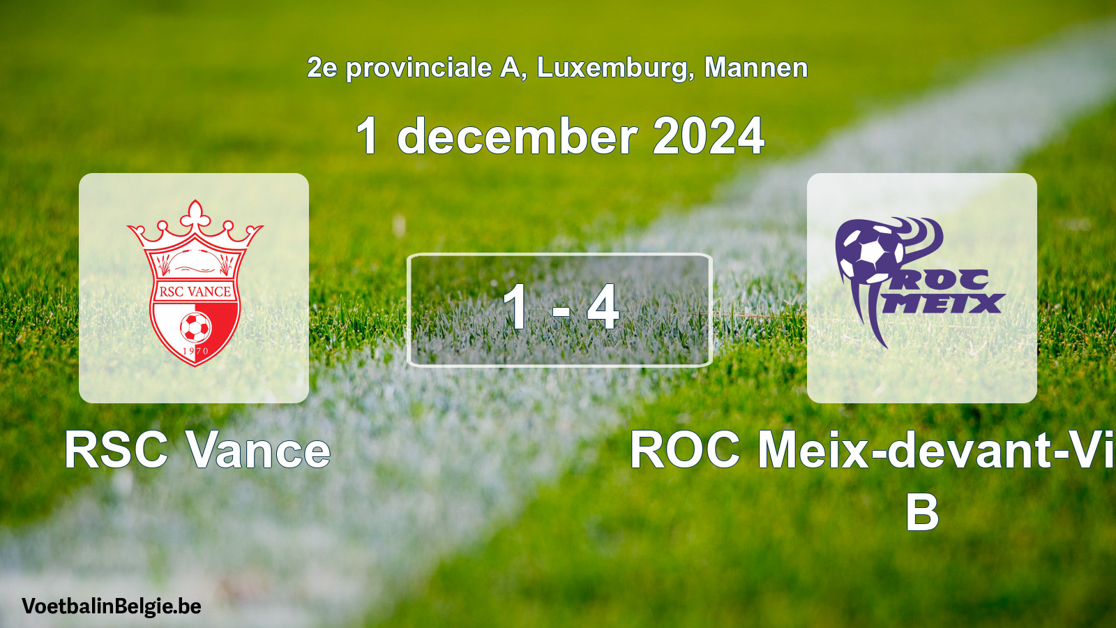 Gespeelde wedstrijd mannenvoetbal: RSC Vance - ROC Meix-devant-Virton B 1 - 4 (1 december 2024)