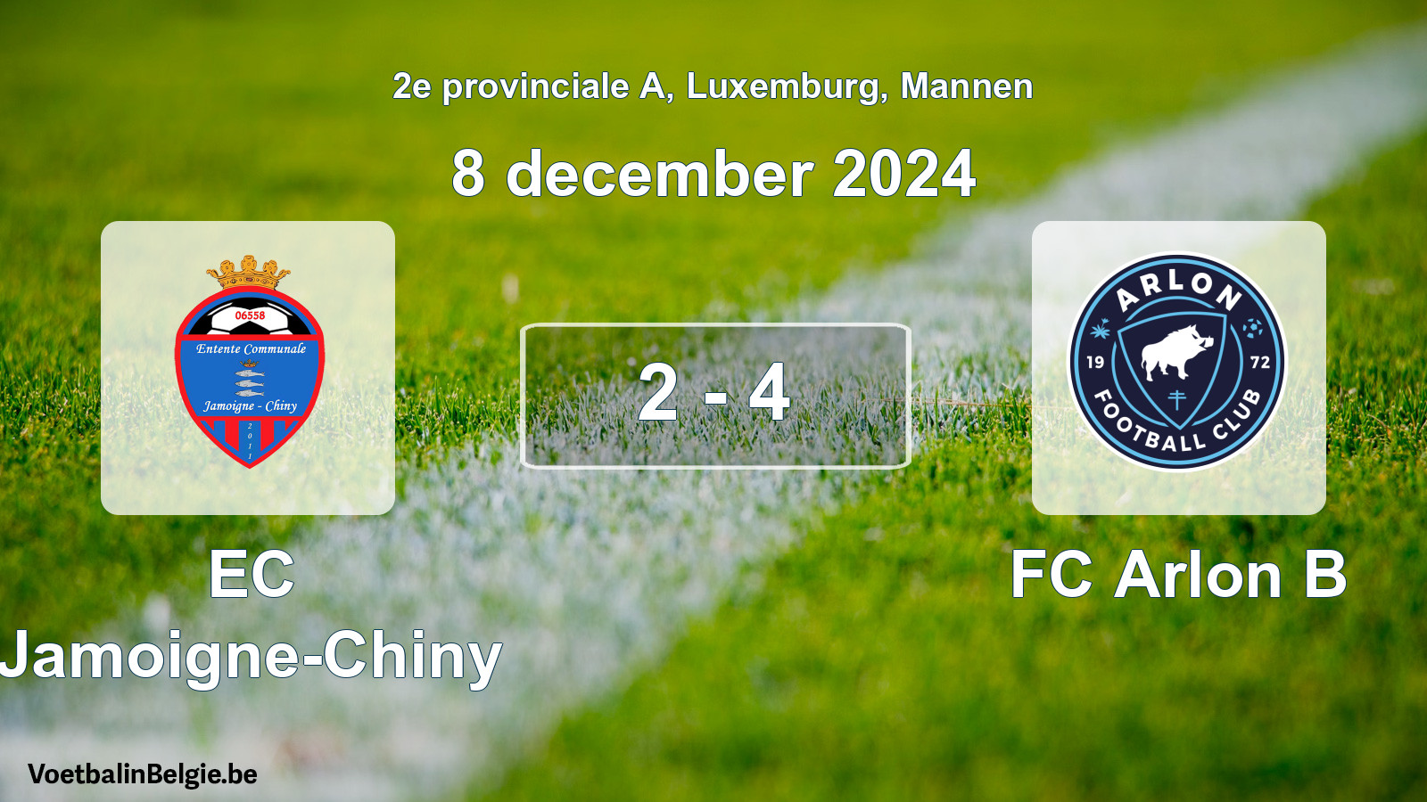 Gespeelde wedstrijd mannenvoetbal: EC Jamoigne-Chiny - FC Arlon B 2 - 4 (8 december 2024)
