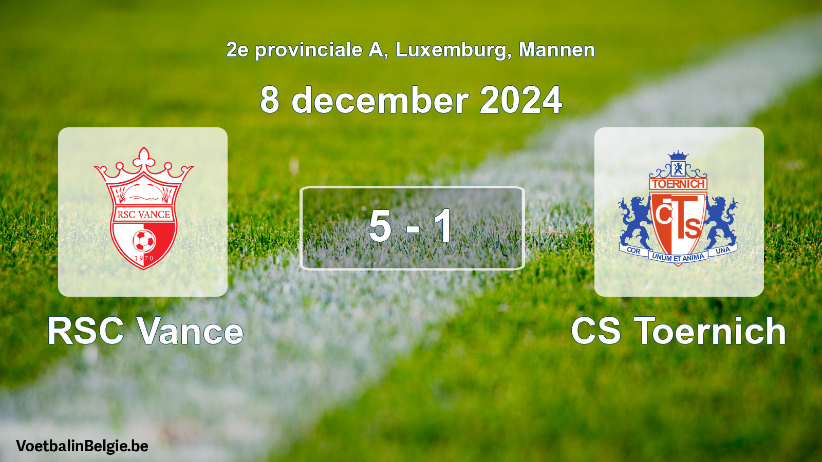 Gespeelde wedstrijd mannenvoetbal: RSC Vance - CS Toernich 5 - 1 (8 december 2024)