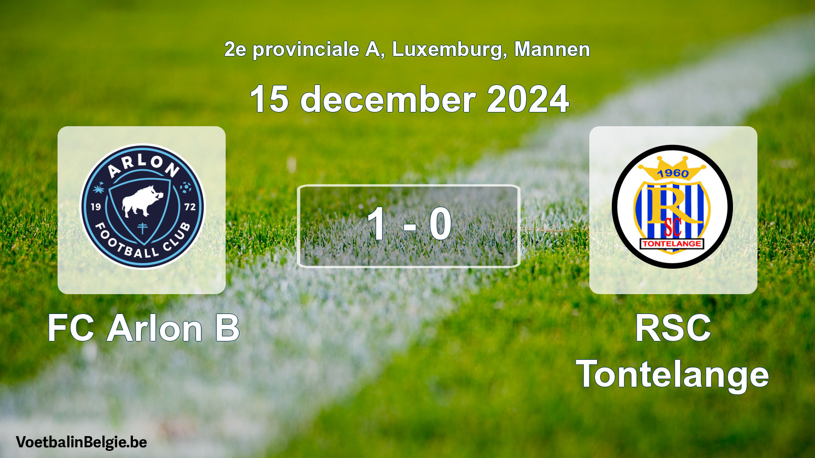 Gespeelde wedstrijd mannenvoetbal: FC Arlon B - RSC Tontelange 1 - 0 (15 december 2024)