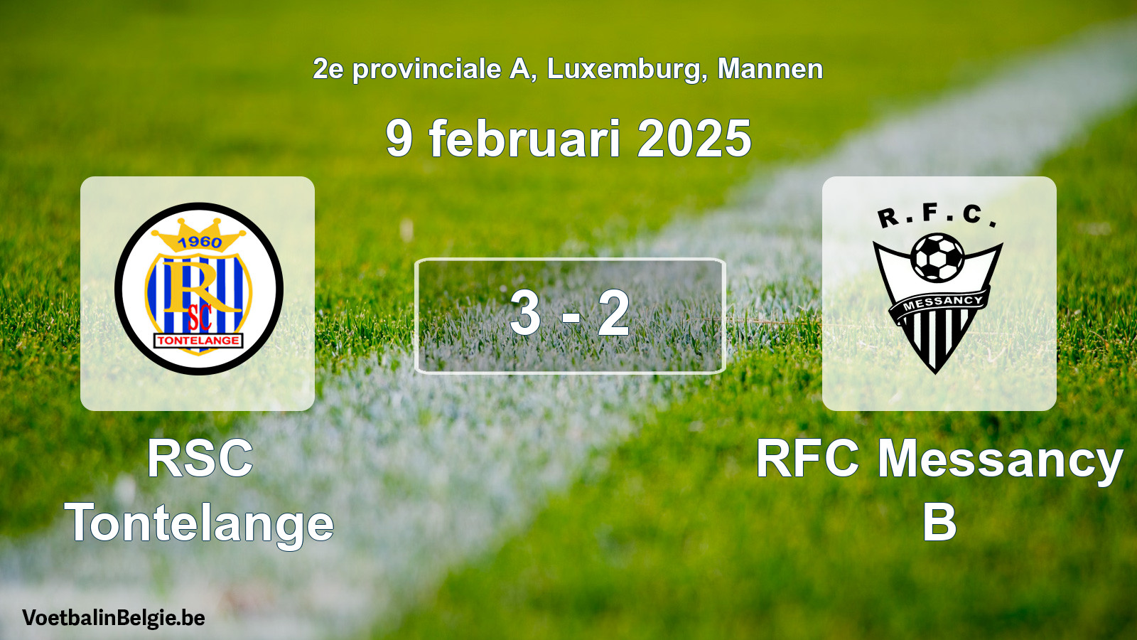 Gespeelde wedstrijd mannenvoetbal: RSC Tontelange - RFC Messancy B 3 - 2 (9 februari 2025)