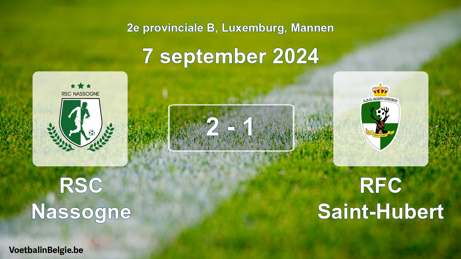 Gespeelde wedstrijd mannenvoetbal: RSC Nassogne - RFC Saint-Hubert 2 - 1 (7 september 2024)