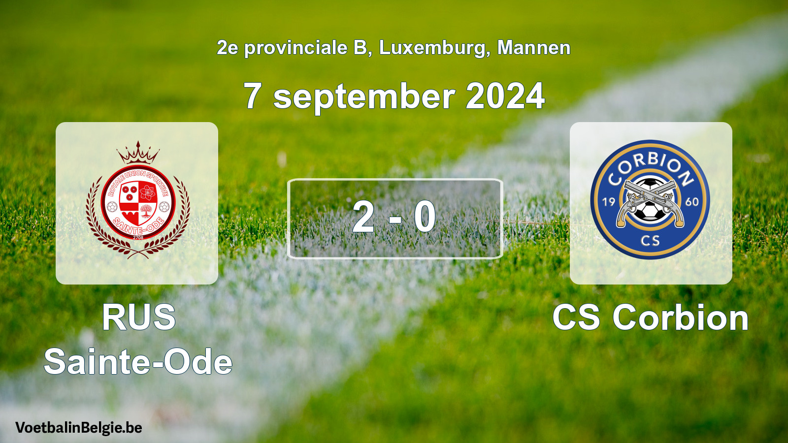Gespeelde wedstrijd mannenvoetbal: RUS Sainte-Ode - CS Corbion 2 - 0 (7 september 2024)