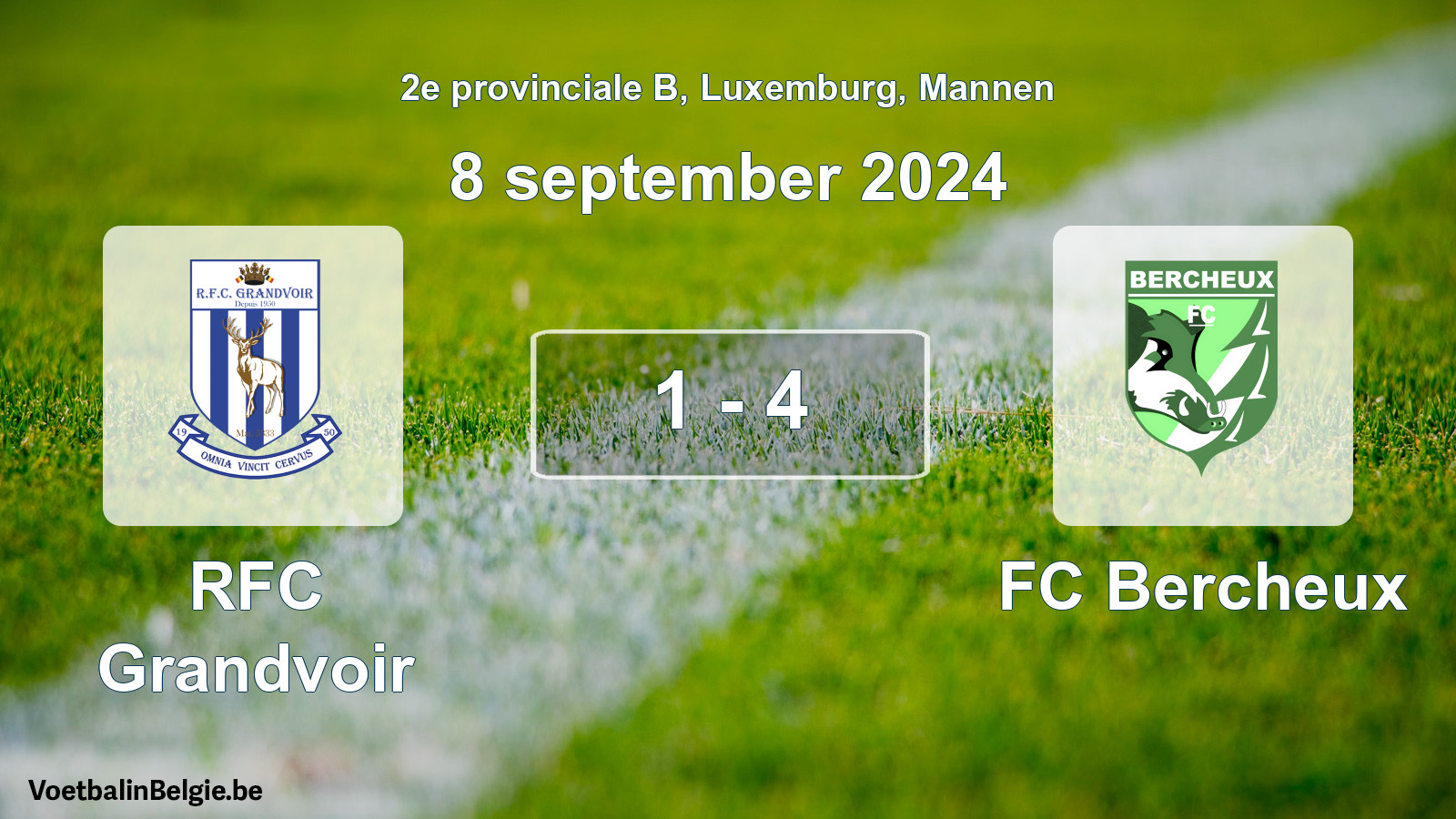 Gespeelde wedstrijd mannenvoetbal: RFC Grandvoir - FC Bercheux 1 - 4 (8 september 2024)