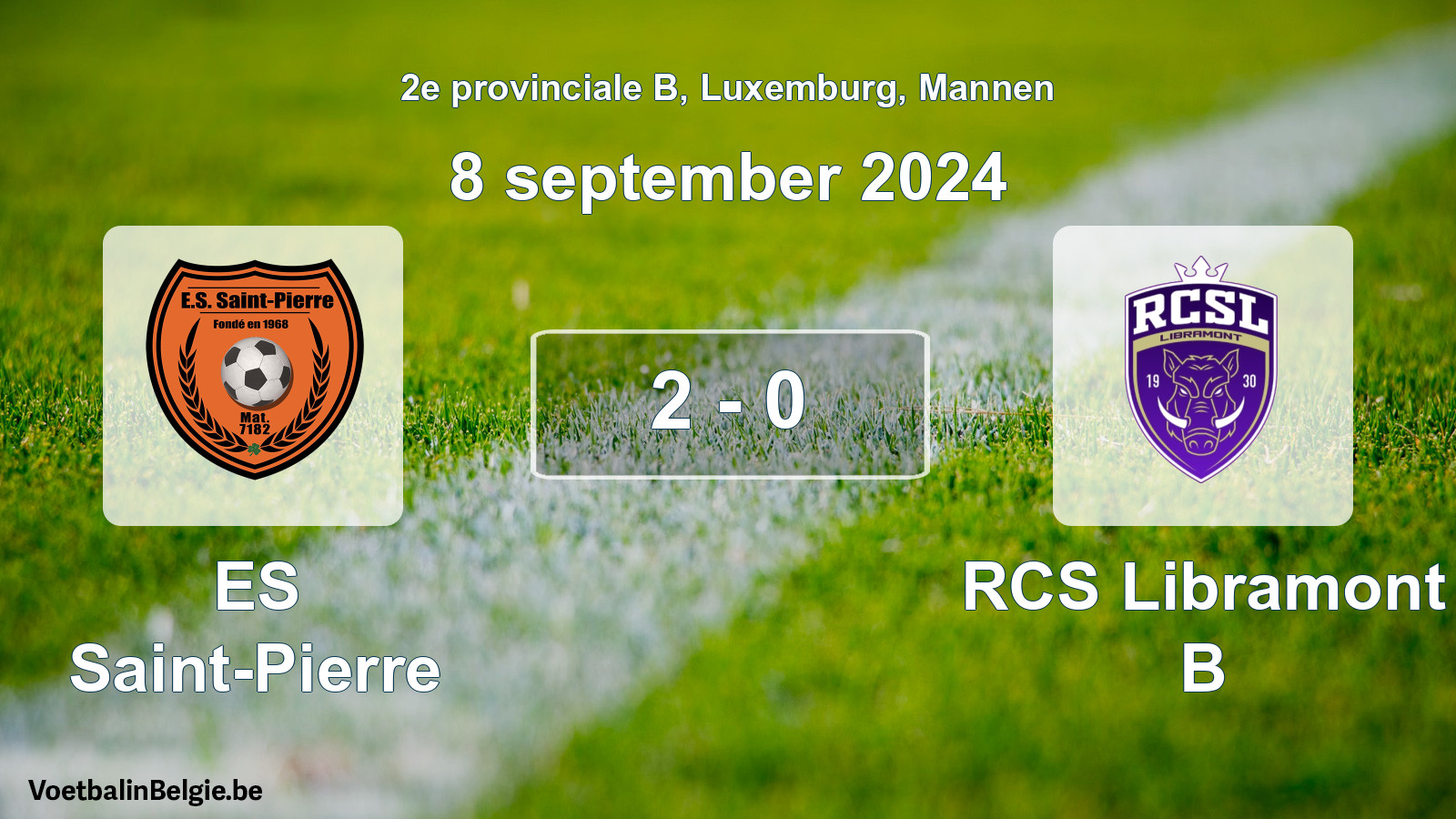 Gespeelde wedstrijd mannenvoetbal: ES Saint-Pierre - RCS Libramont B 2 - 0 (8 september 2024)