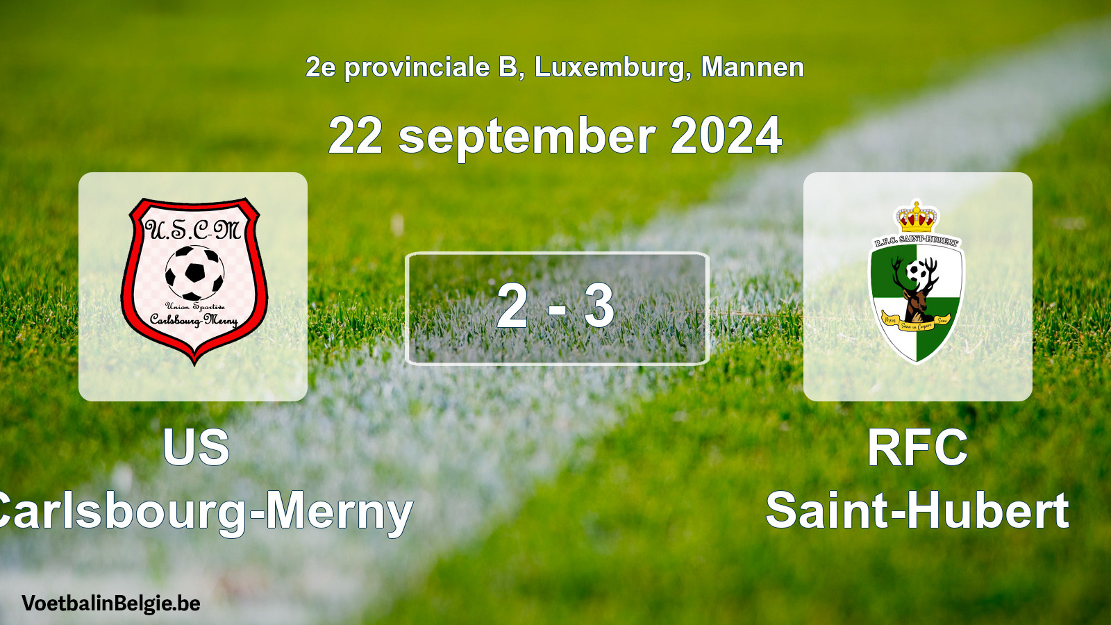 Gespeelde wedstrijd mannenvoetbal: US Carlsbourg-Merny - RFC Saint-Hubert 2 - 3 (22 september 2024)