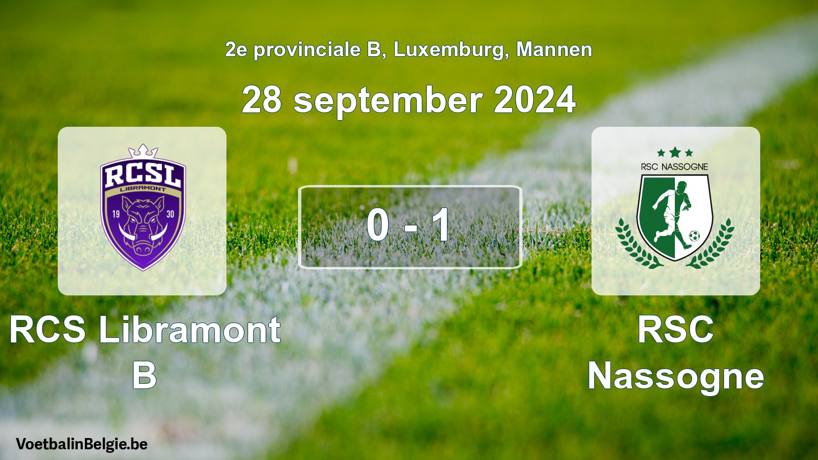 Gespeelde wedstrijd mannenvoetbal: RCS Libramont B - RSC Nassogne 0 - 1 (28 september 2024)