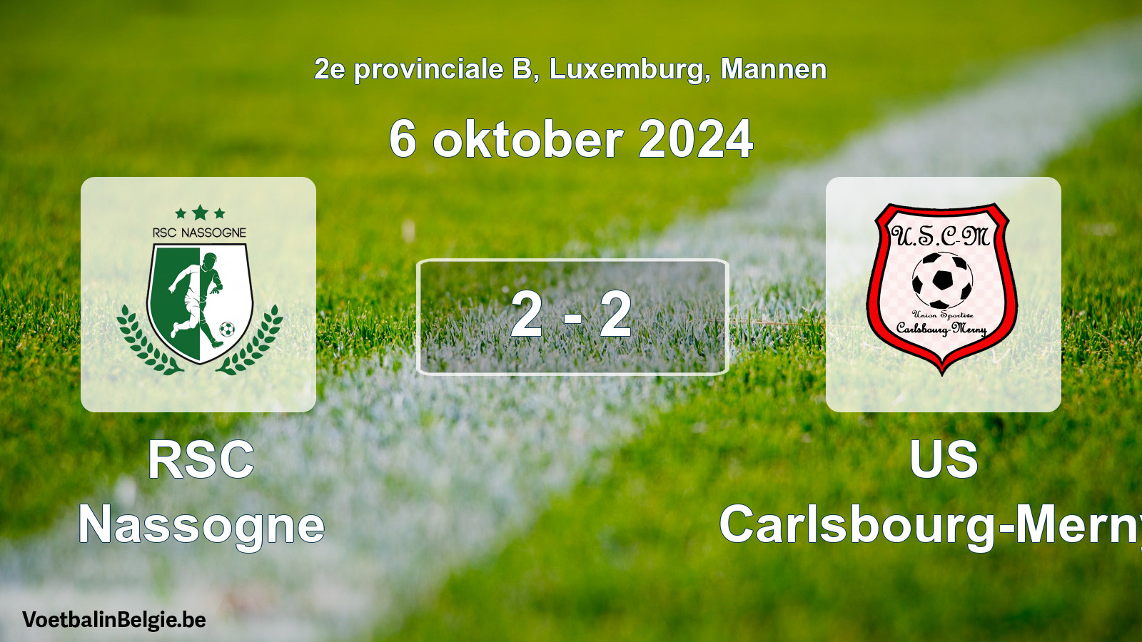 Gespeelde wedstrijd mannenvoetbal: RSC Nassogne - US Carlsbourg-Merny 2 - 2 (6 oktober 2024)