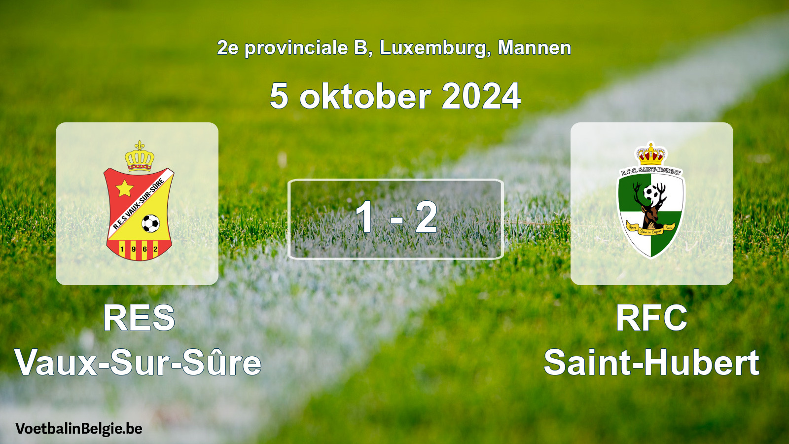 Gespeelde wedstrijd mannenvoetbal: RES Vaux-Sur-Sûre - RFC Saint-Hubert 1 - 2 (5 oktober 2024)
