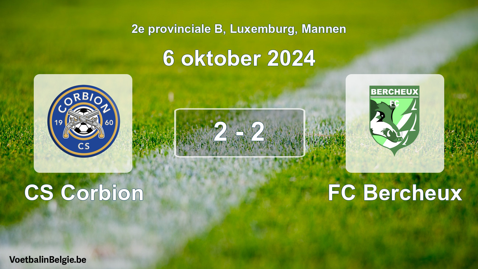 Gespeelde wedstrijd mannenvoetbal: CS Corbion - FC Bercheux 2 - 2 (6 oktober 2024)
