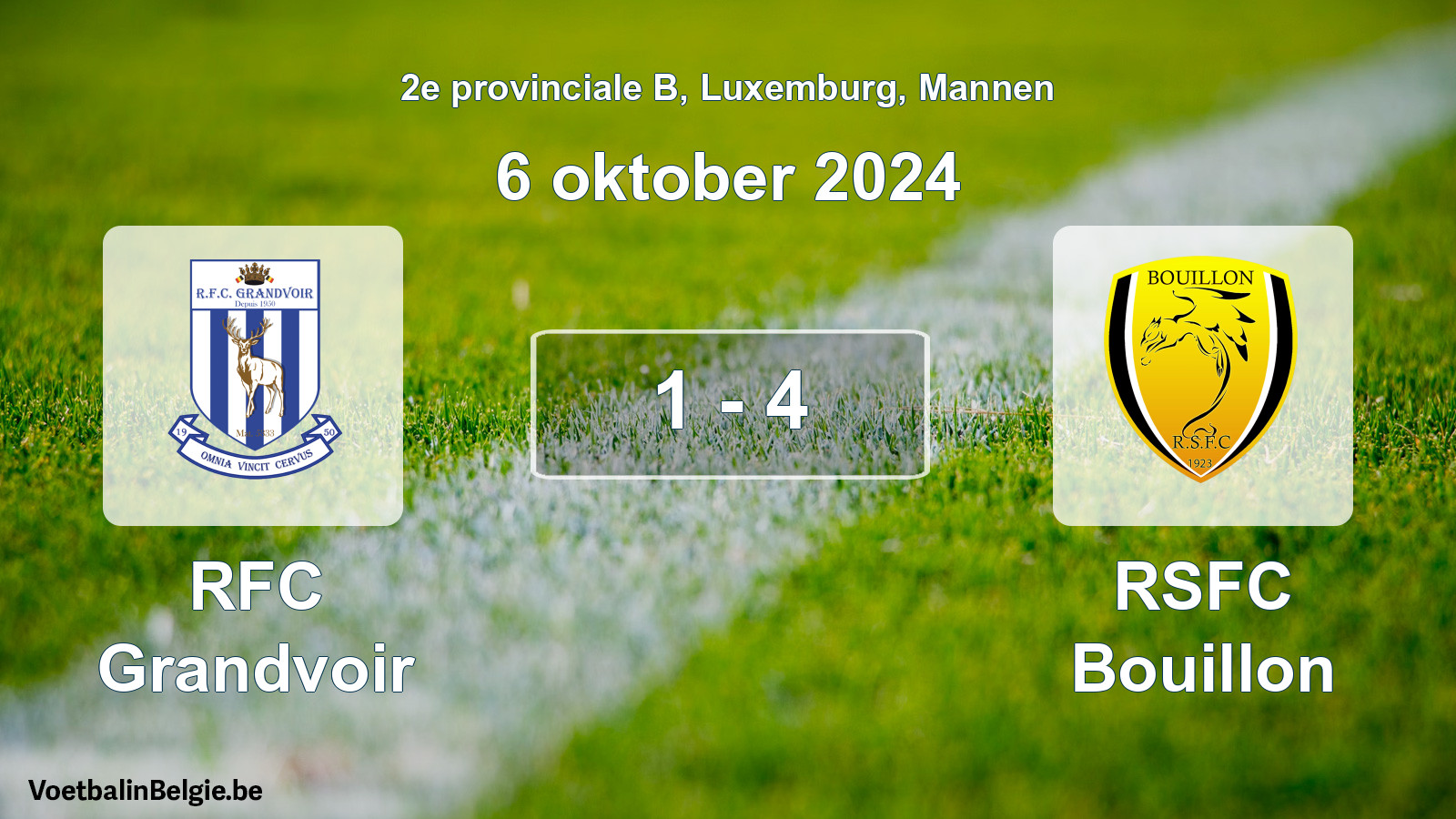 Gespeelde wedstrijd mannenvoetbal: RFC Grandvoir - RSFC Bouillon 1 - 4 (6 oktober 2024)