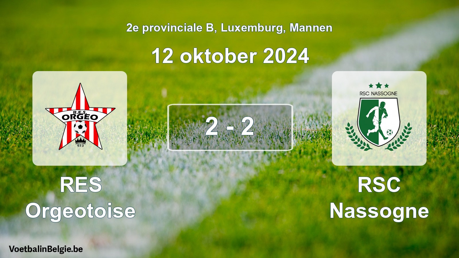 Gespeelde wedstrijd mannenvoetbal: RES Orgeotoise - RSC Nassogne 2 - 2 (12 oktober 2024)