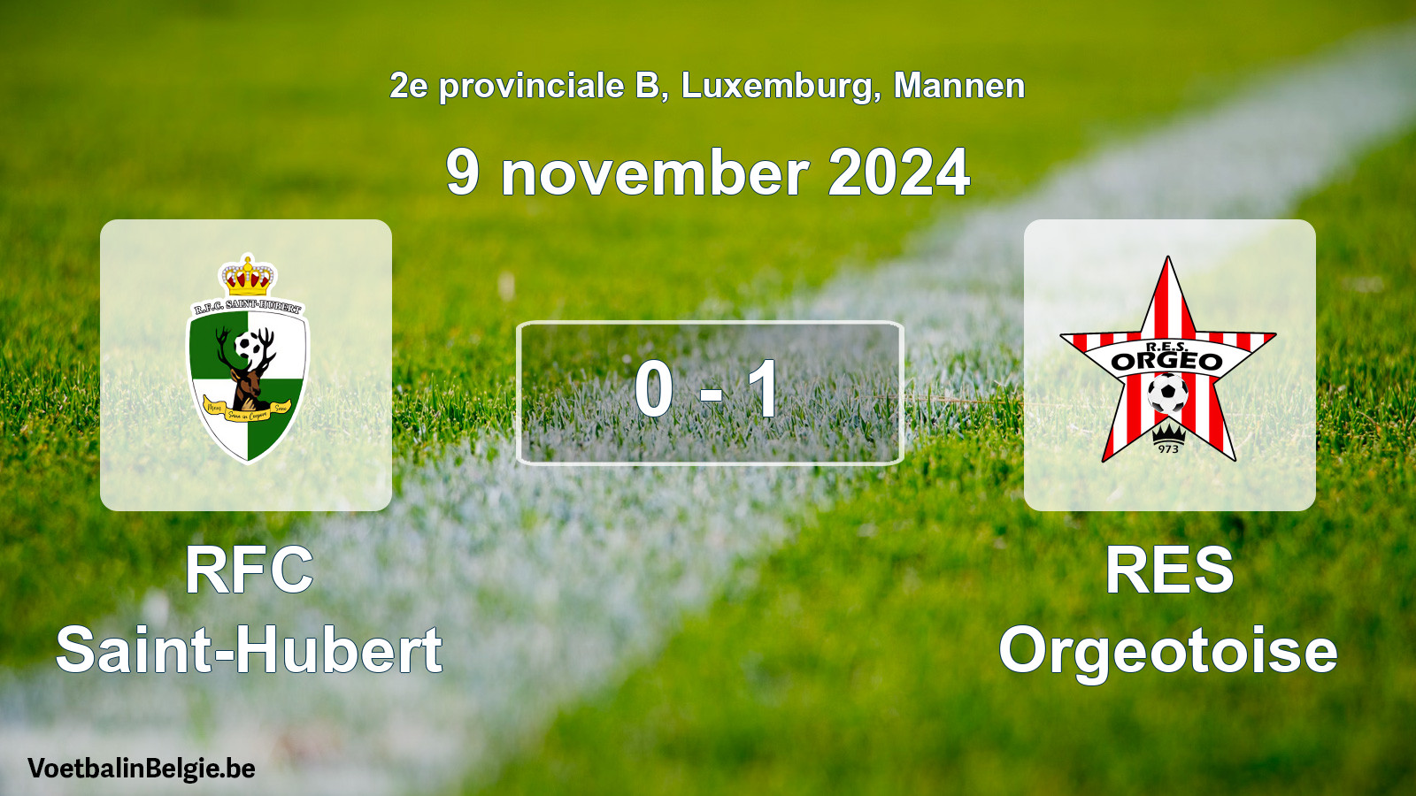 Gespeelde wedstrijd mannenvoetbal: RFC Saint-Hubert - RES Orgeotoise 0 - 1 (9 november 2024)